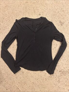Lululemon Hold Tight Black Long-Sleeve Henley Top